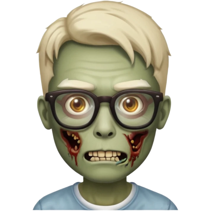 Zombie with broad glasses more visible glasses, some difference between zombie and glasses, half body emoji