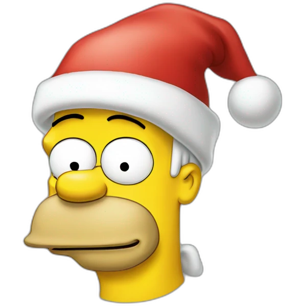 homer simpson with a Christmas hat emoji