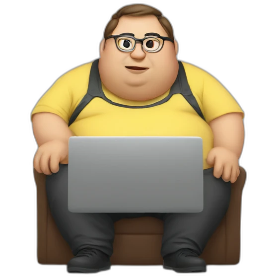 fat man wearing glasses and do programming stuff emoji
