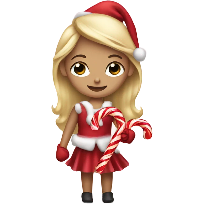 Blonde haired girl holding candy cane emoji