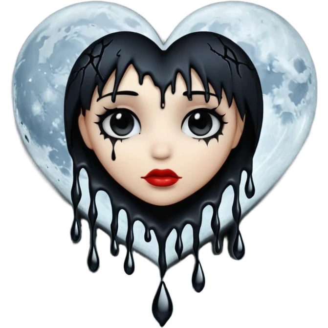 emo heart with full moon and black lace emoji