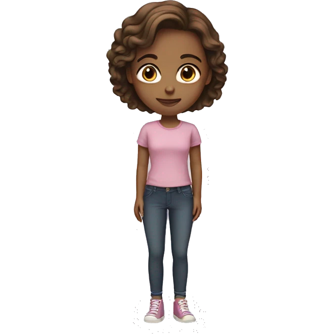 Girl with mid-length brown hair emoji