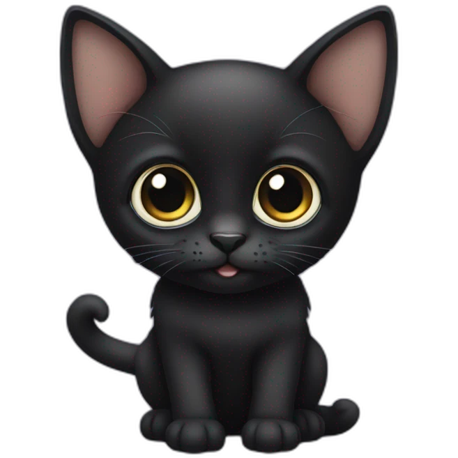 All black kitten with big eyes emoji