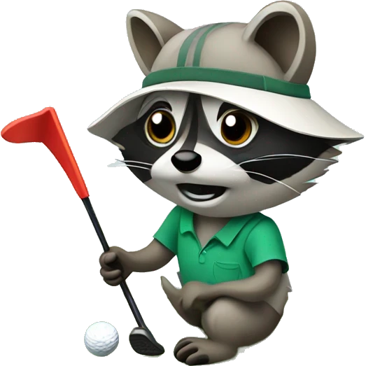 Raccoon playing Golf emoji