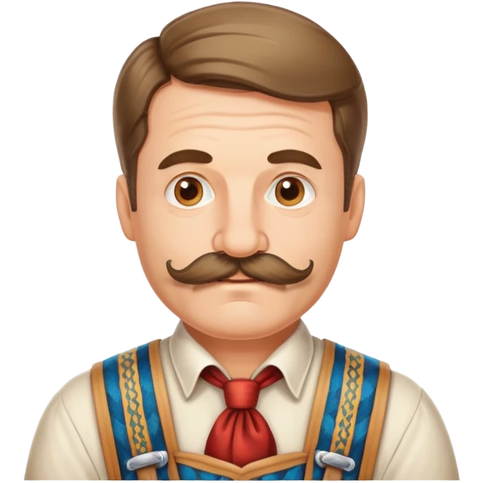 Middle aged man with mustache dressed in traditional Oktoberfest clothes. emoji