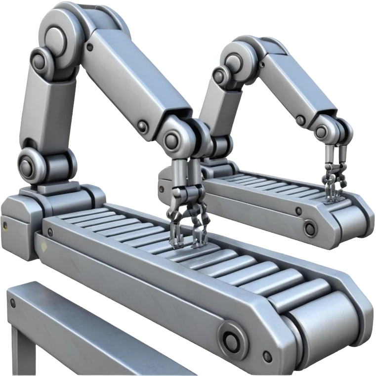 robot arms which is picking block on conveyorbelt emoji