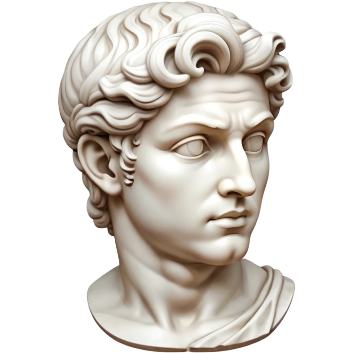 Cinematic Realistic Michelangelo's David Sculpture Emoji, depicted as a masterful Renaissance statue with idealized proportions and a serene noble expression, rendered with lifelike marble textures and soft classical lighting that captures its timeless beauty. emoji