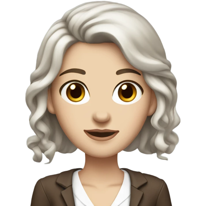 White girl skinny with wavy long dark brown hair brown eyes and an elegant outfit emoji