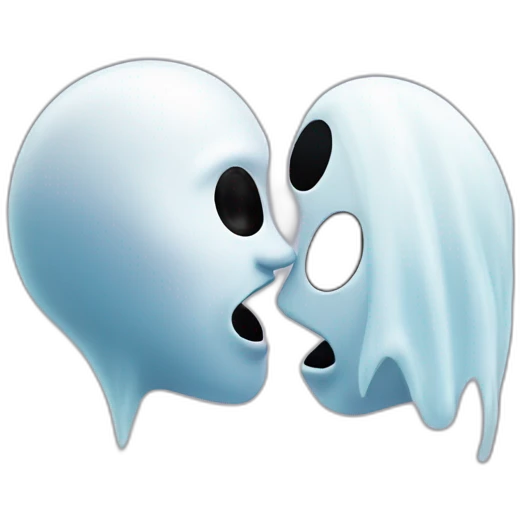 a female ghost and a male ghost kissing in a Ying and yang emoji