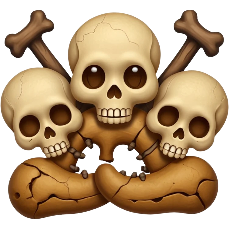 poop emoji with bones and 3 skulls emoji