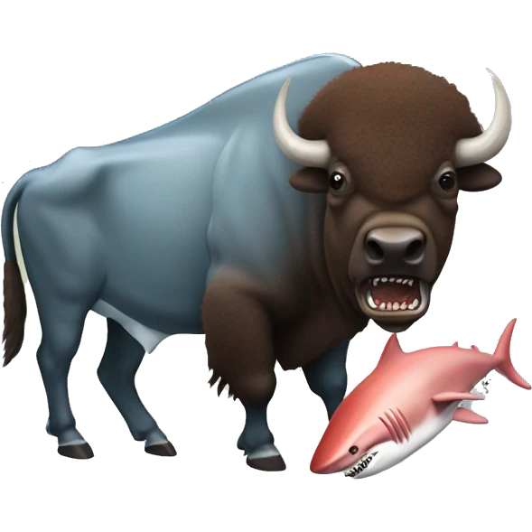 Bison eating a shark emoji
