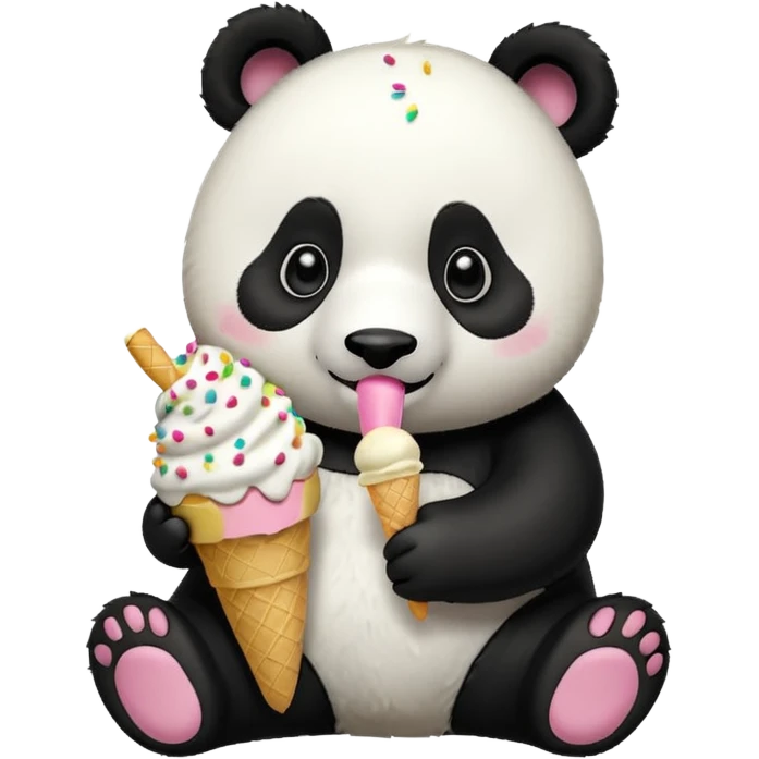 Panda eating ice cream emoji