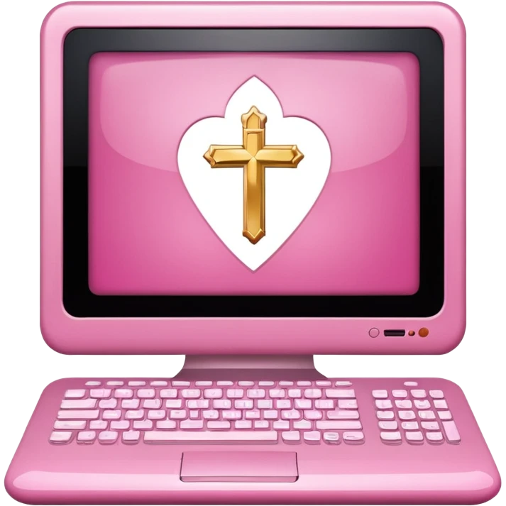 make a catholic computer with very girly pink tones emoji