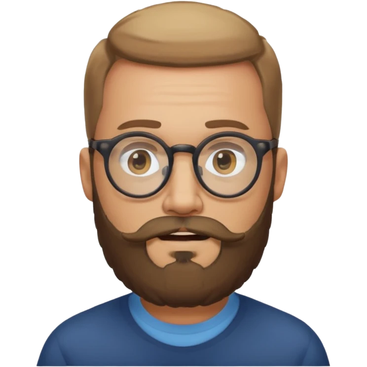 I need a simple emoji of a full bearded man with round glasses, light expression emoji
