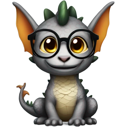 So Cute dragon with glasses  emoji
