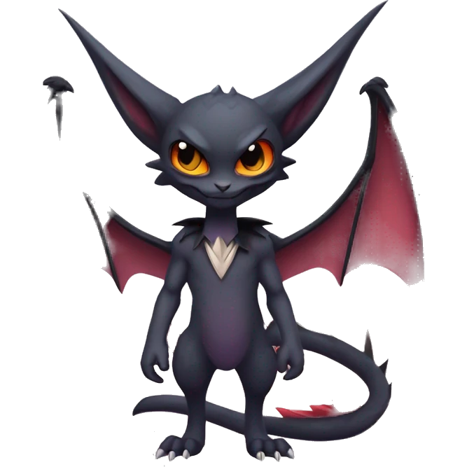  Kawaii Edgy Cool Vampiric Beautiful Noivern-Nargacuga-Litten with big Bat Ears full body emoji