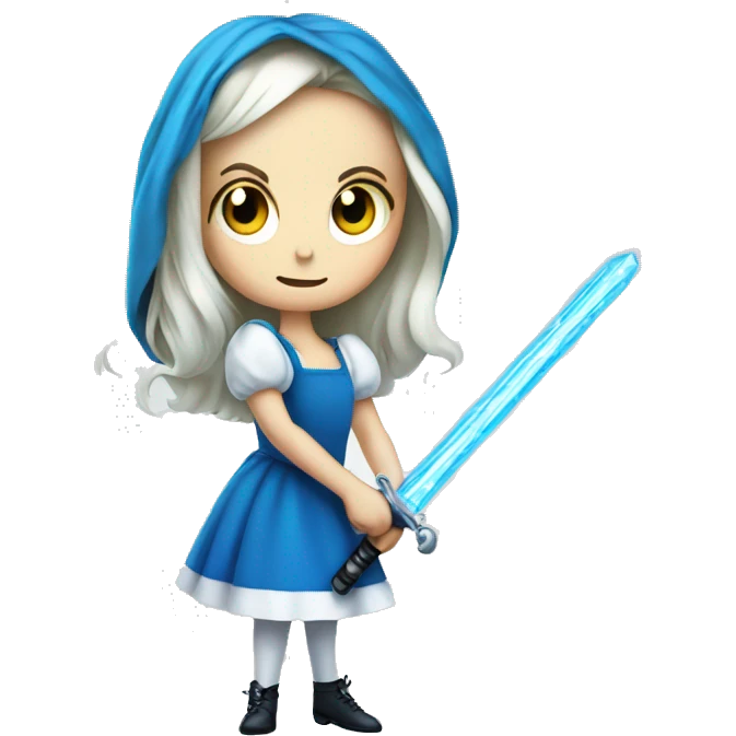 Alice in the wonderland with laser sword emoji