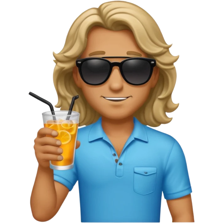 chill guy long curling hair in drink holders with sunglasses emoji