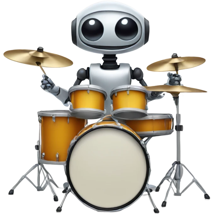 cute robot plays the drum set emoji
