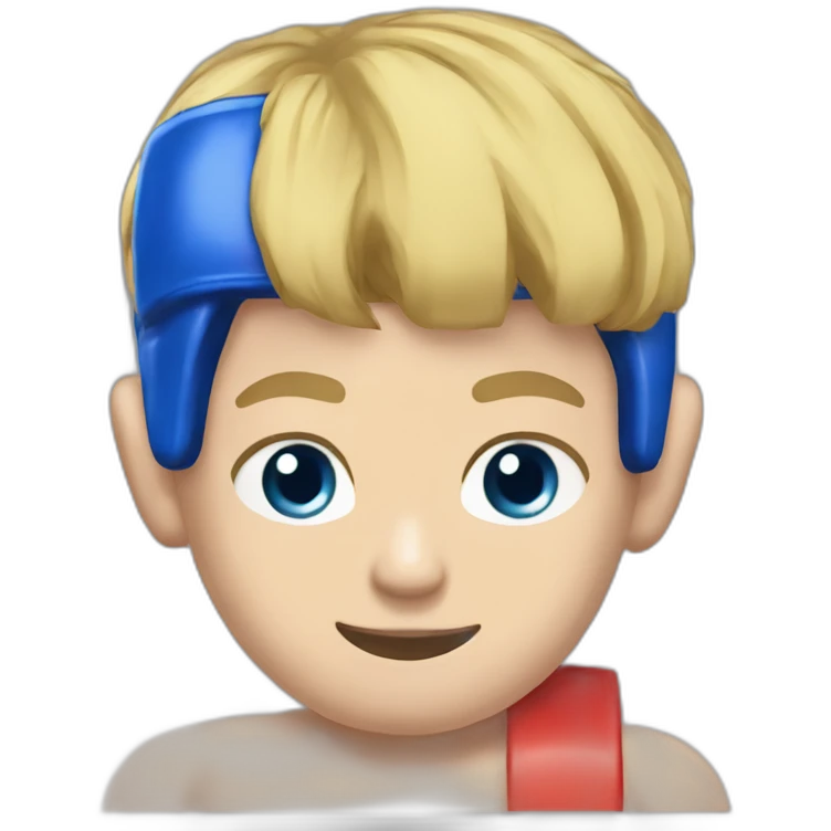 short blonde hair blue eyes muay thai fighter little muscular emoji