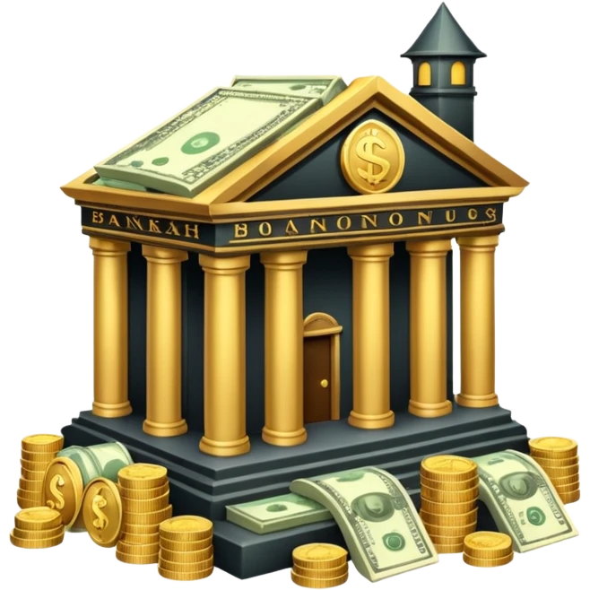 a bankhouse with money emoji