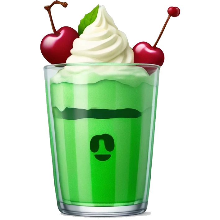 green soda in parfait glass with ice cream and cherry on top emoji