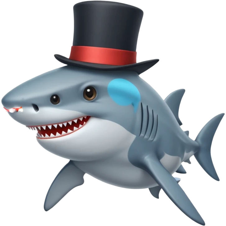 Shark with a top hat emoji