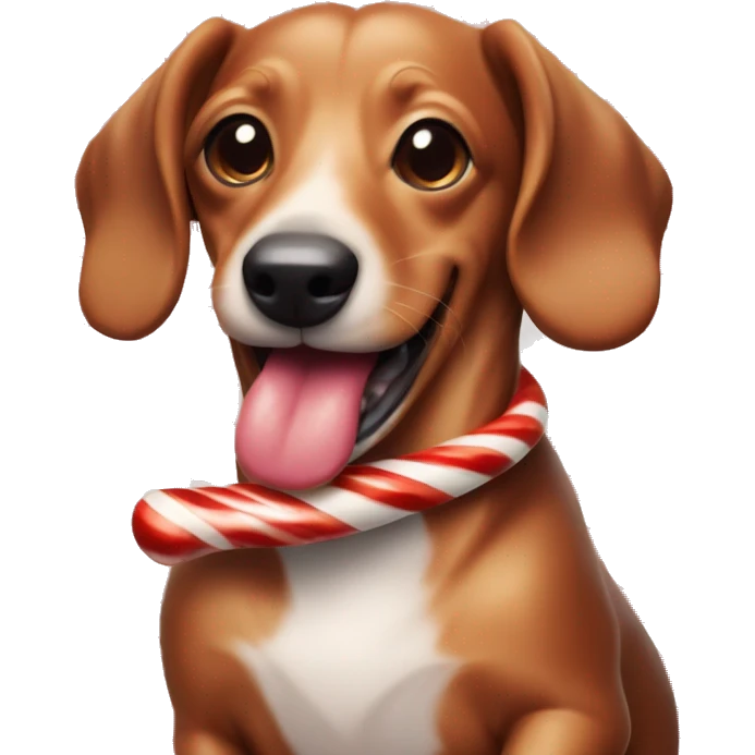 Sausage Dog candy cane in mouth emoji