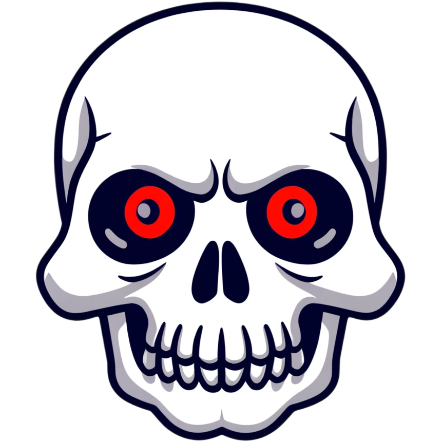 scary skull with red eyes and black background emoji