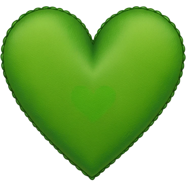 green heart with a stitched border emoji