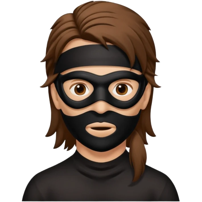 A guy with a brown mullet and a black mask over his mouth and nose emoji