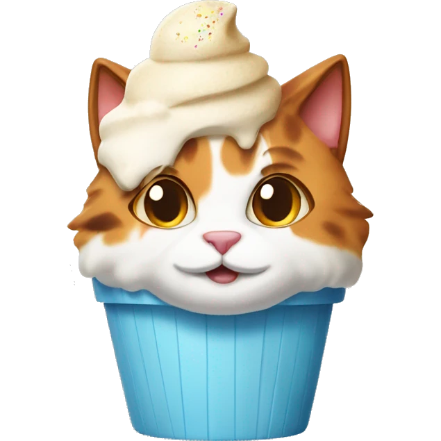 Icecream with calico cat emoji