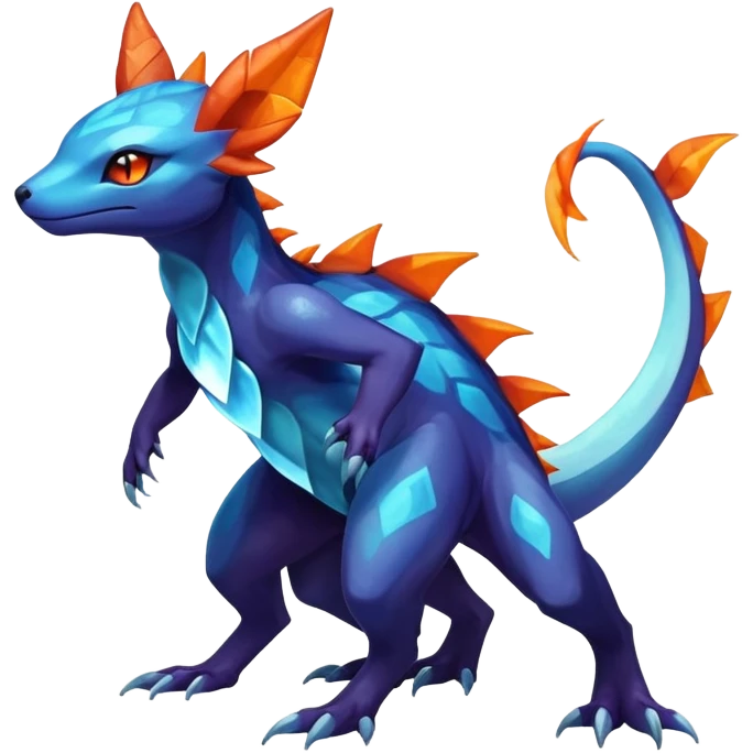 Colorful Dark Shiny Exotic Salandit-Aurorus-Glaceon-Fakémon-hybrid-creature (full body)  emoji