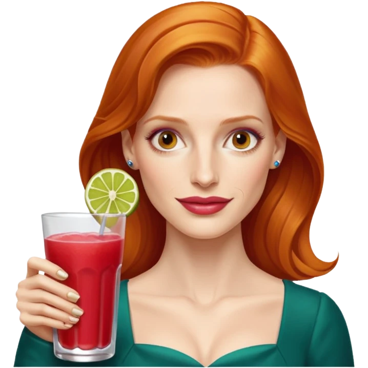 Jessica Chastain, making fruit punch emoji