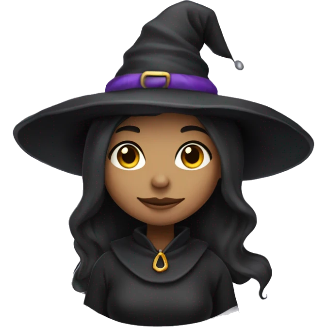 a cute female witch with lighter skin wearing a traditional conical witch hat emoji