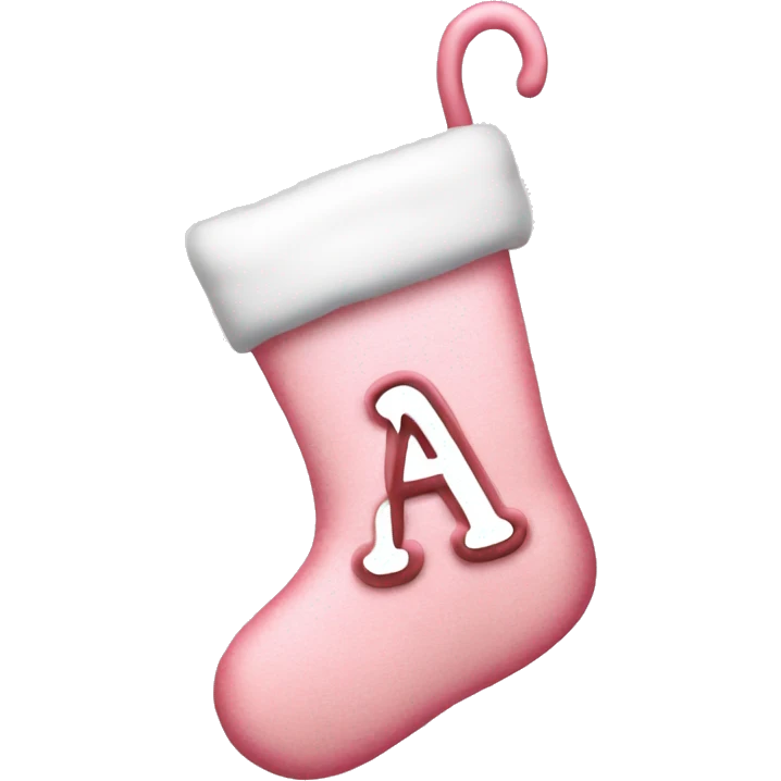 Light pink Christmas stocking with letter A emoji