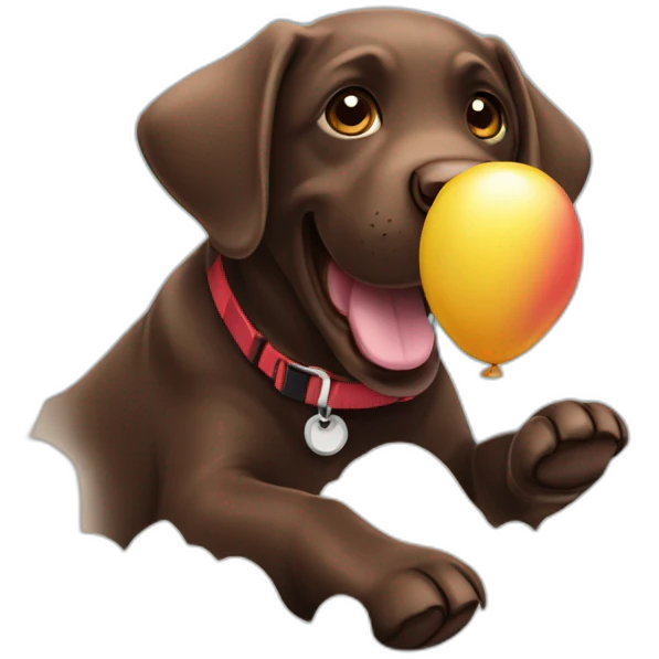Happy-chocolate-labrador-playing-with-baloon emoji