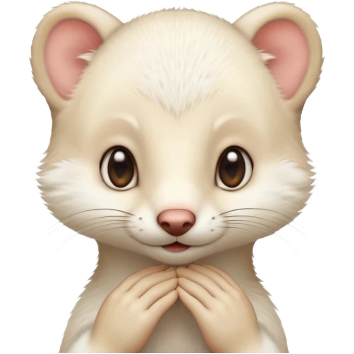 White stoat in the rubbing head with hands position  emoji
