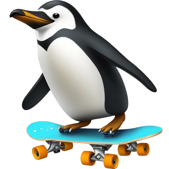 Skateboarding pinguin emoji