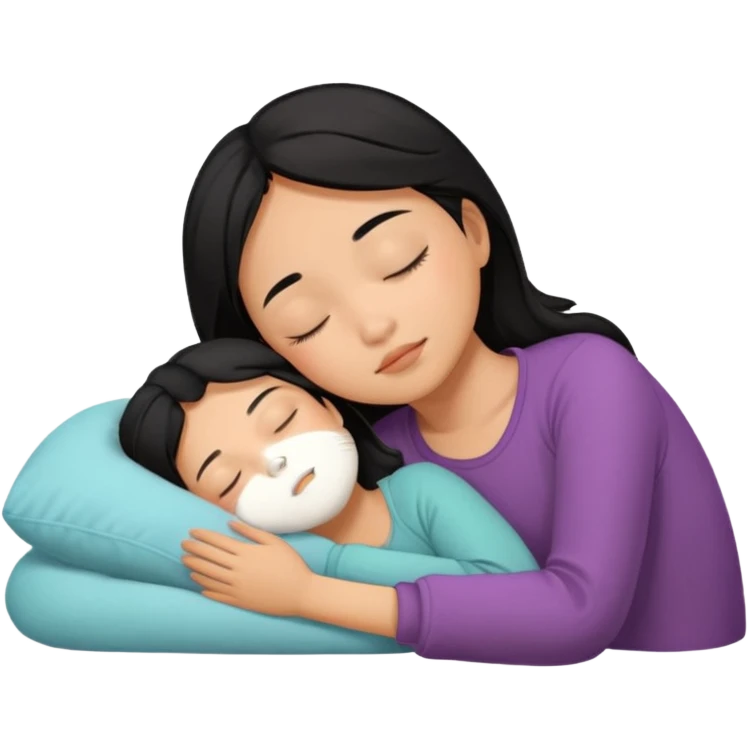 Black haired, tan-skinned Asian girl sleeping alone  emoji