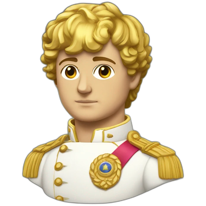 Laurel wreath short hair serious napoleon bonaparte golden statue emoji