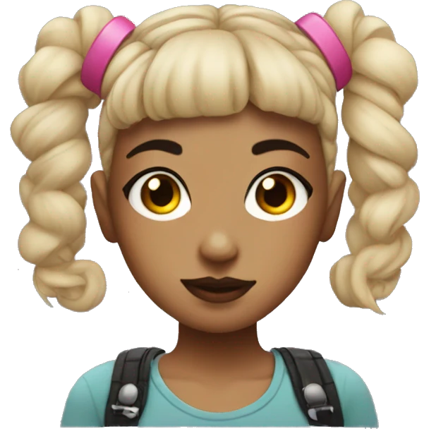 Tattooed girl with space buns and side bang emoji
