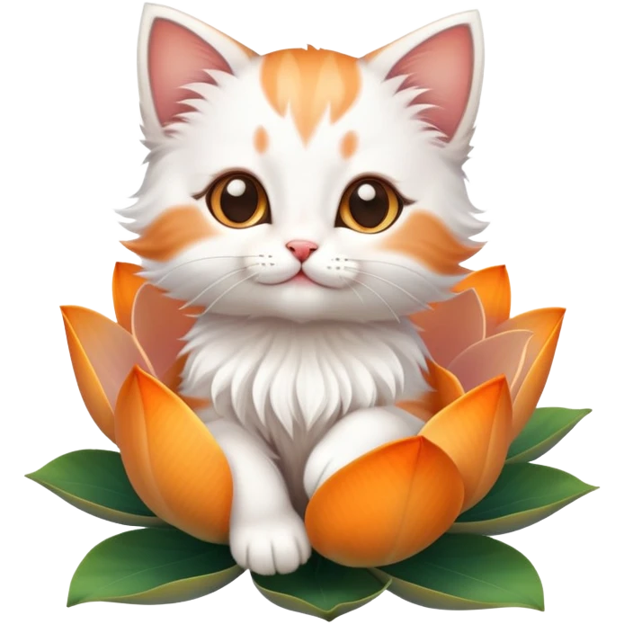 Kitten sitting on lotus flower emoji