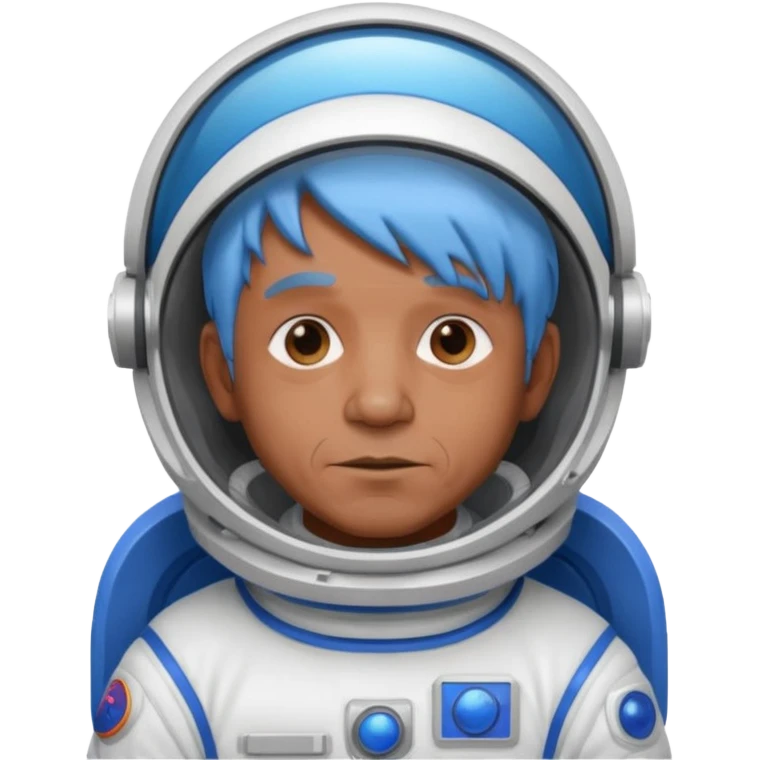 old man, brown skin astronaut with blue hair emoji