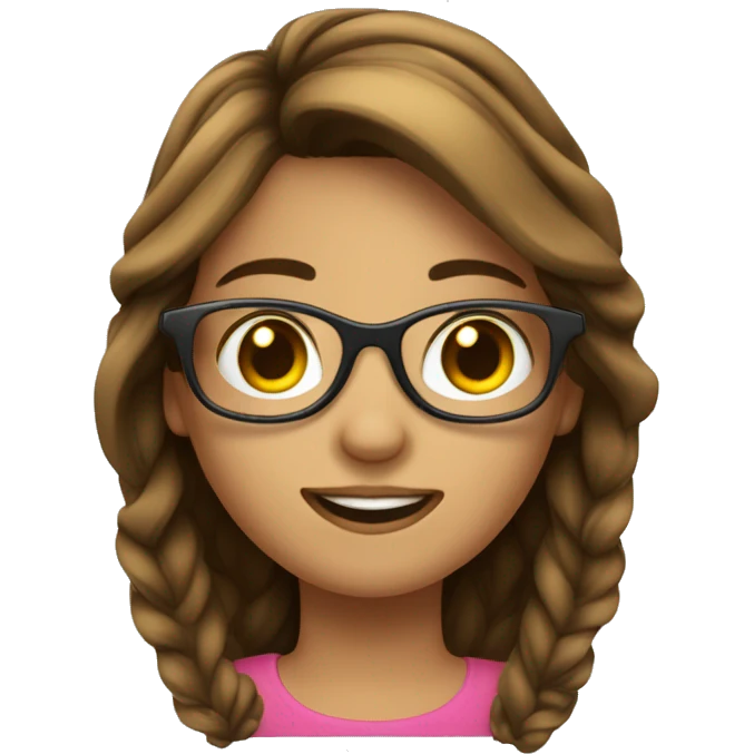 Fille a lunettes cheveux châtain emoji