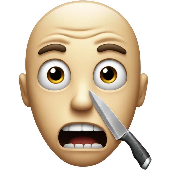 Scared face with knife emoji