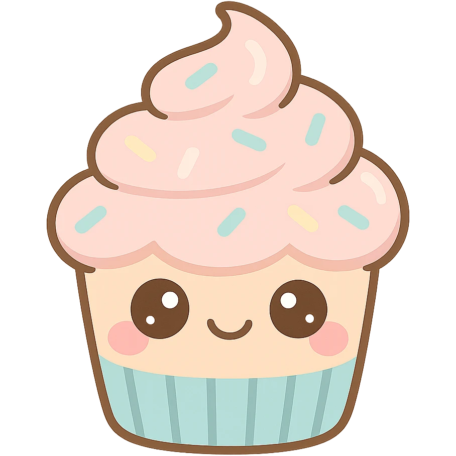 kawaii style smiling cupcake emoji