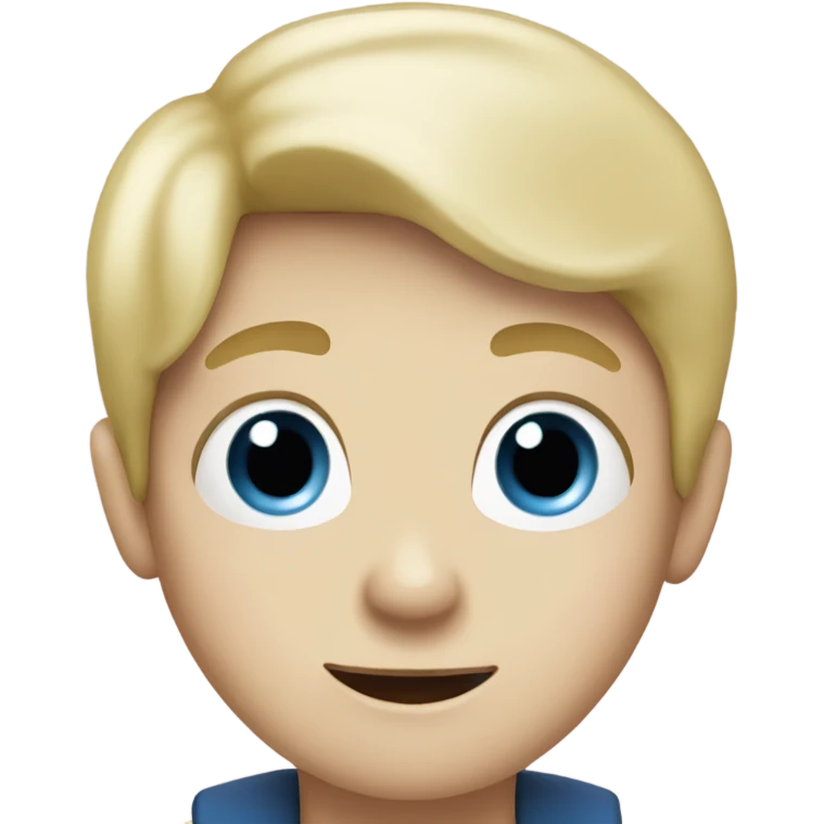 Create an emoji of a boy who is blonde with blue eyes and pale skin eating a sausage emoji