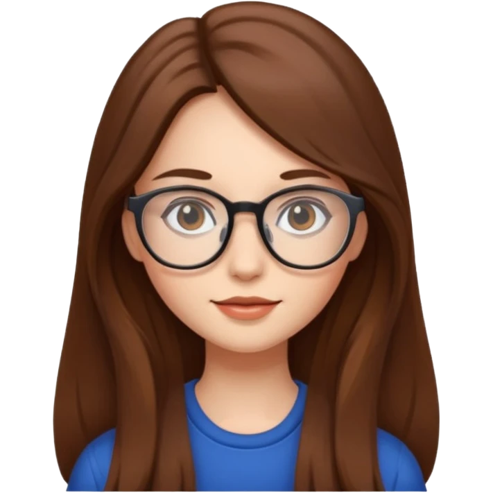 Beautiful girl with long brown hair and glasses emoji