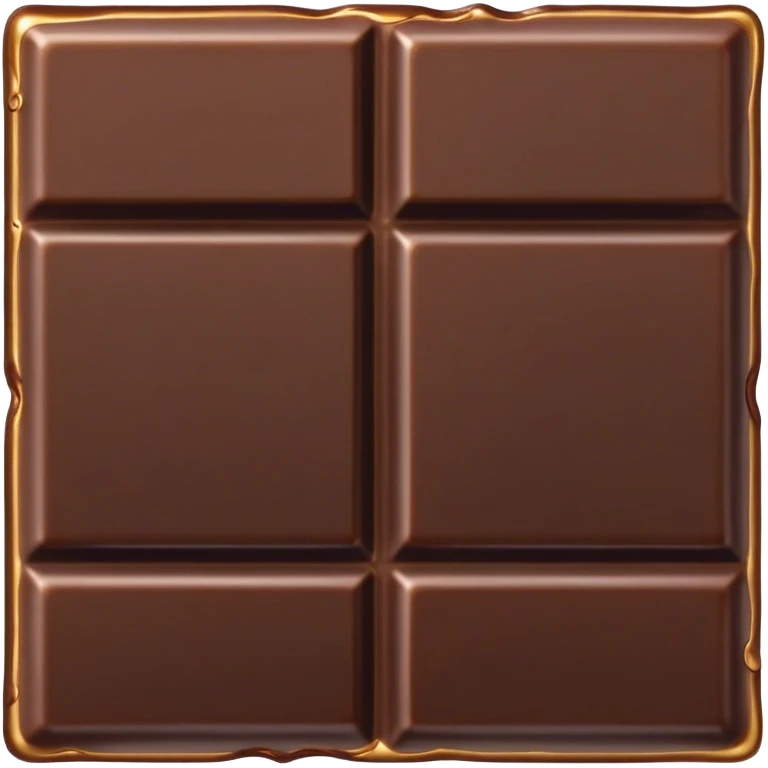 Cinematic silky dark chocolate bar, broken into perfect squares, rich cocoa tones, slightly melting edges, fine texture and decadent shine, warm golden highlights, tempting and rich. emoji